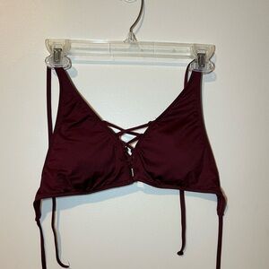 Women's Burgundy Lace-Up Bralette